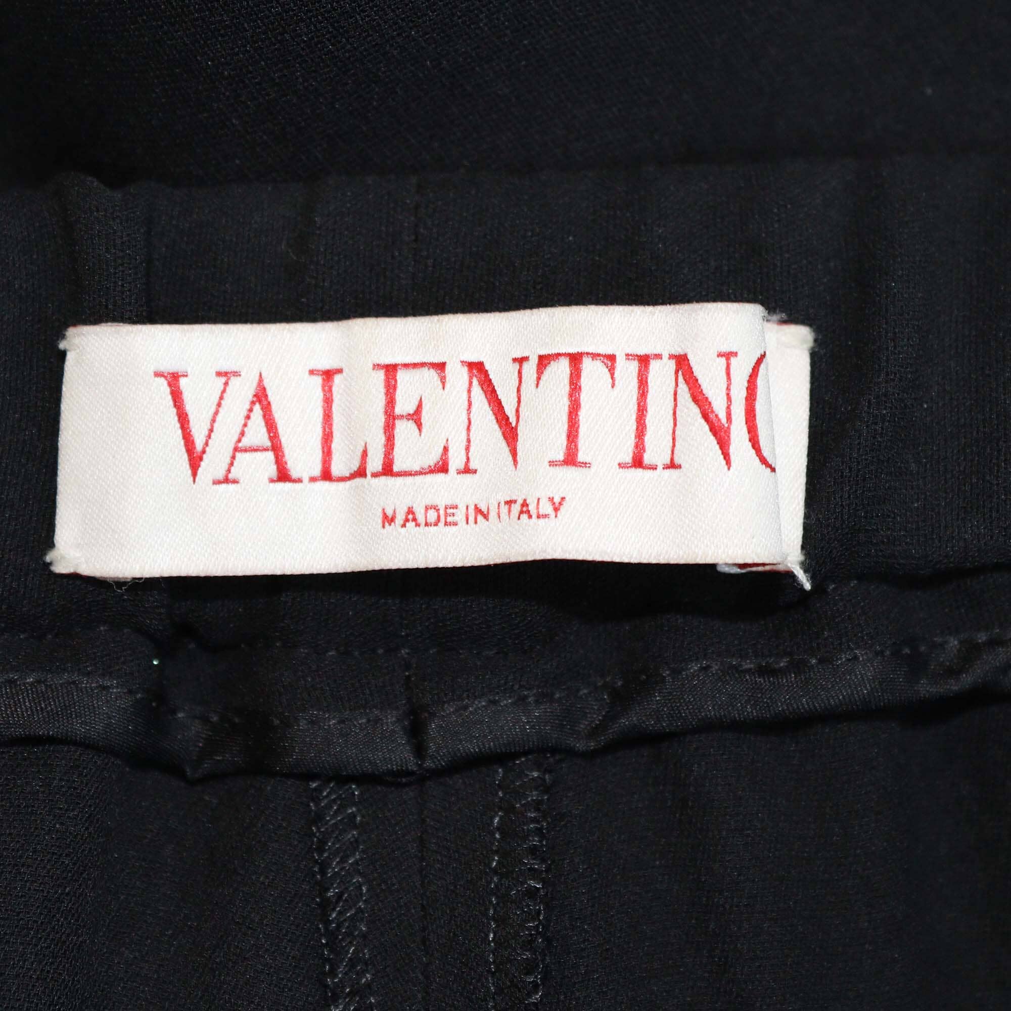 Valentino Black Drawstring Wide Leg Pants Womens Valentino 
