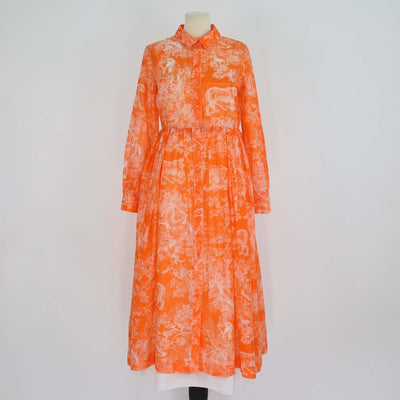 Christian Dior Orange Printed Cotton Dioriviera Toile de Jouy Maxi Shirt Dress