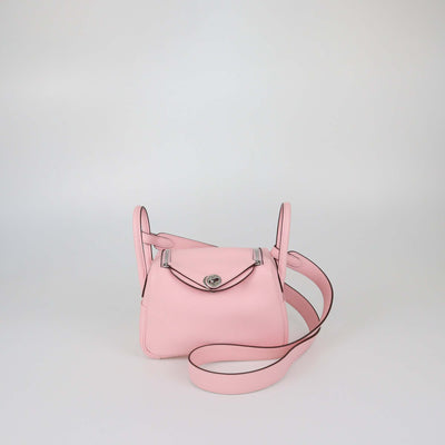 Hermes Rose Sakura Swift Leather Mini Lindy Bag