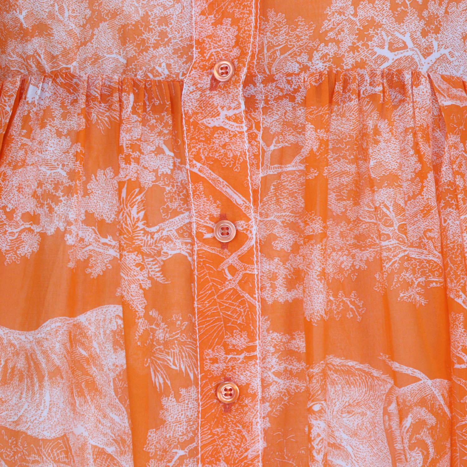 Christian Dior Orange Printed Cotton Dioriviera Toile de Jouy Maxi Shirt Dress