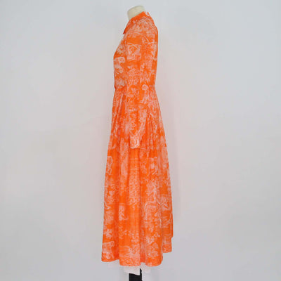 Christian Dior Orange Printed Cotton Dioriviera Toile de Jouy Maxi Shirt Dress