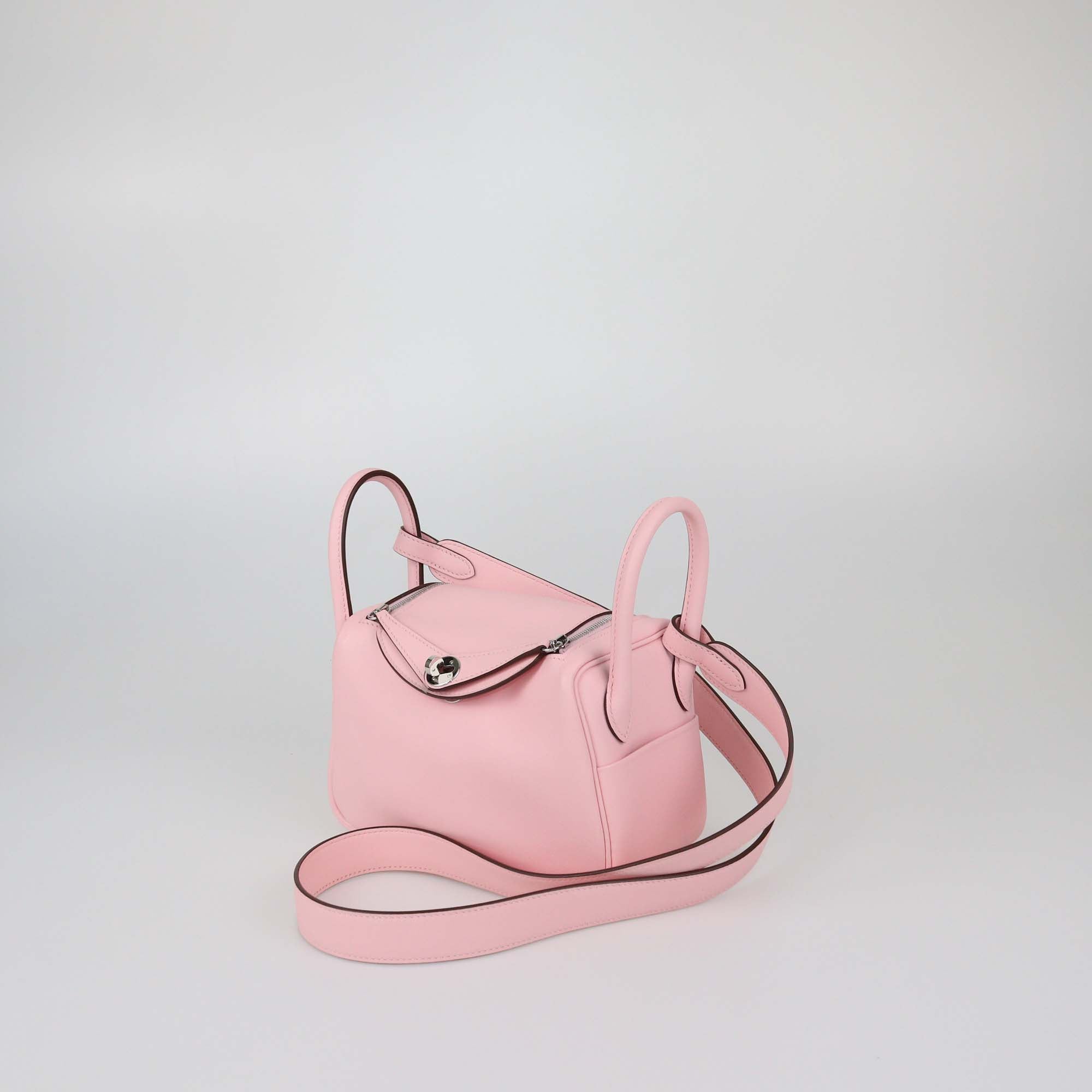Hermes Rose Sakura Swift Leather Mini Lindy Bag