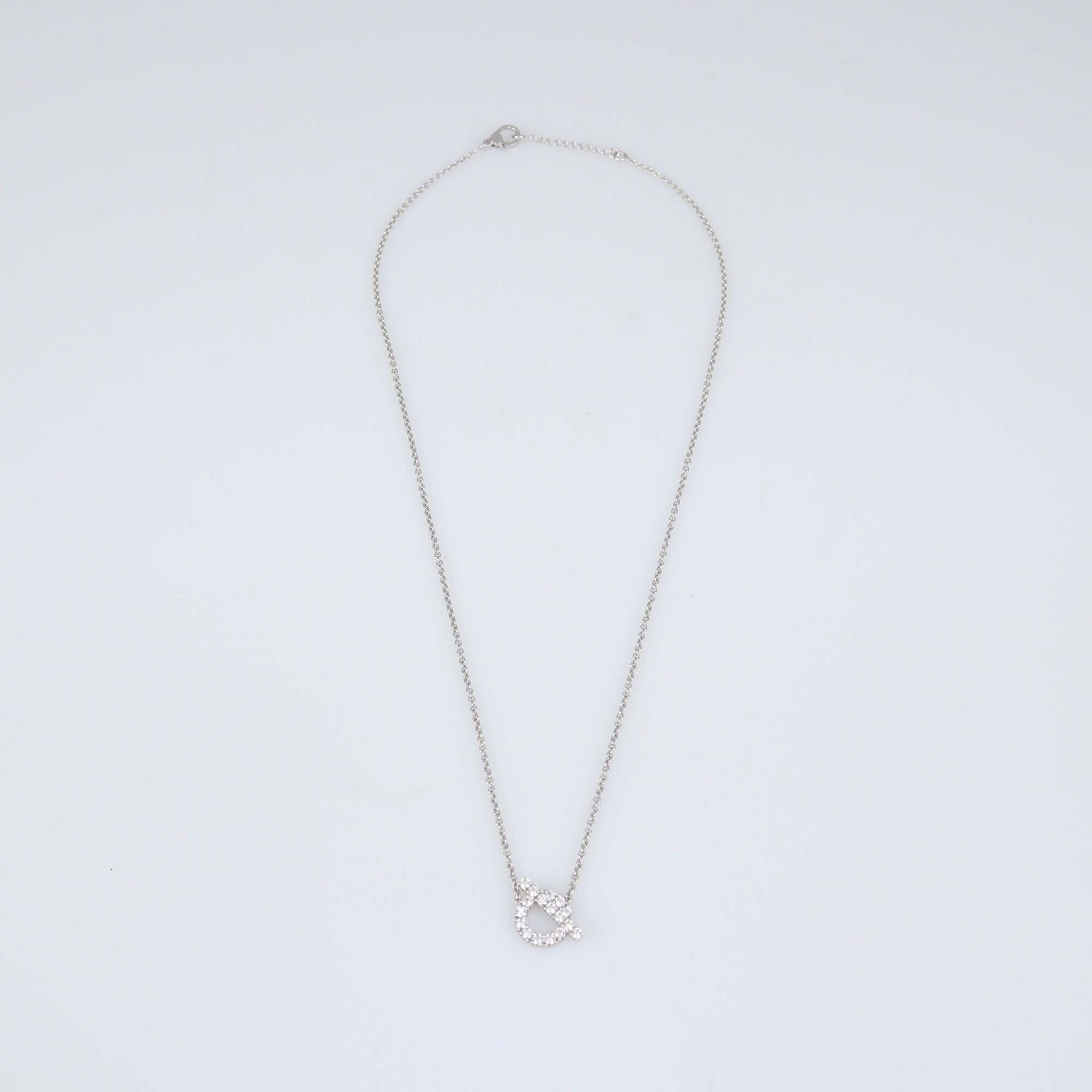 Hermes White Gold Diamond Finesse Pendant Necklace Womens Hermes 