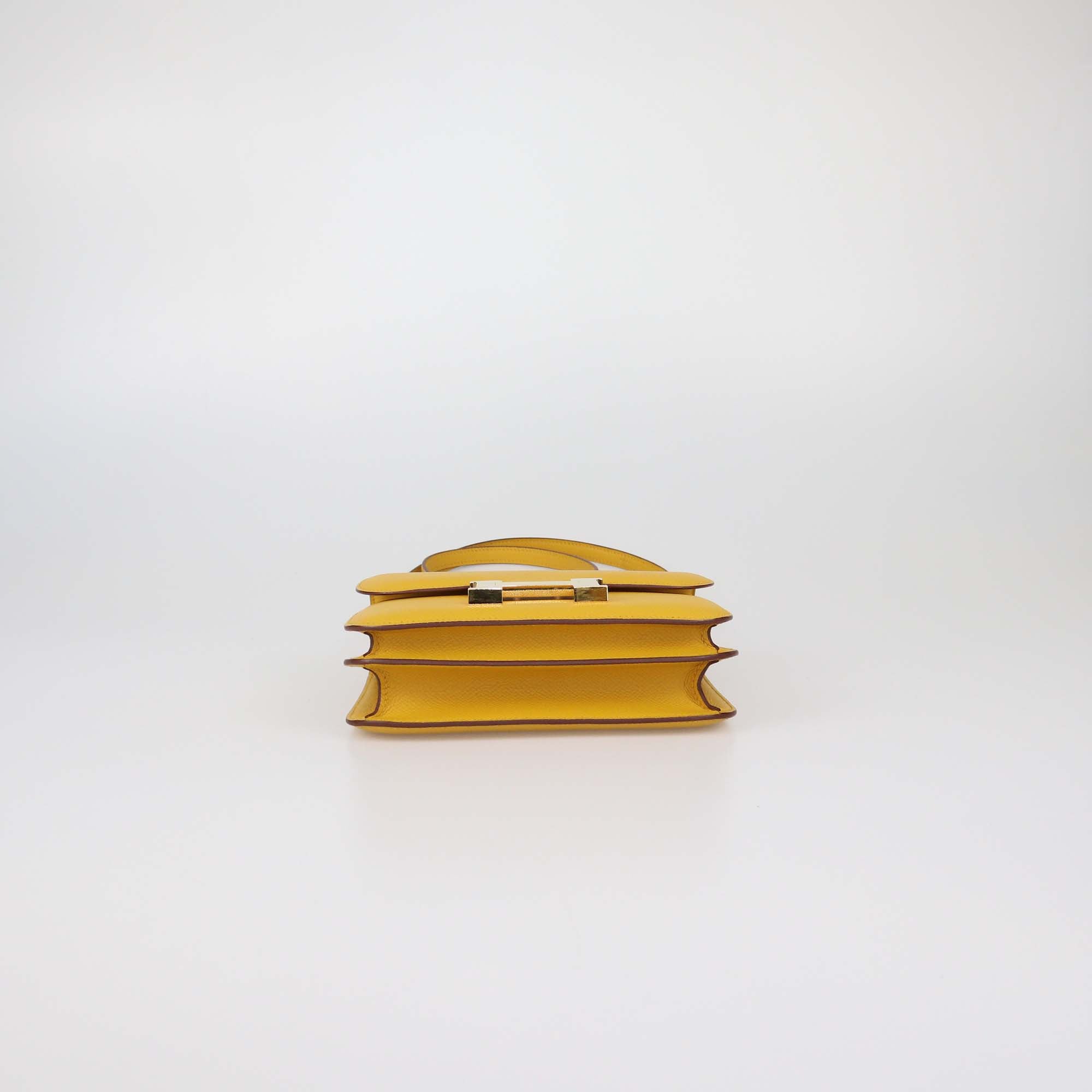 Hermes Jaune Amber Epsom Leather Mini Constance Bag