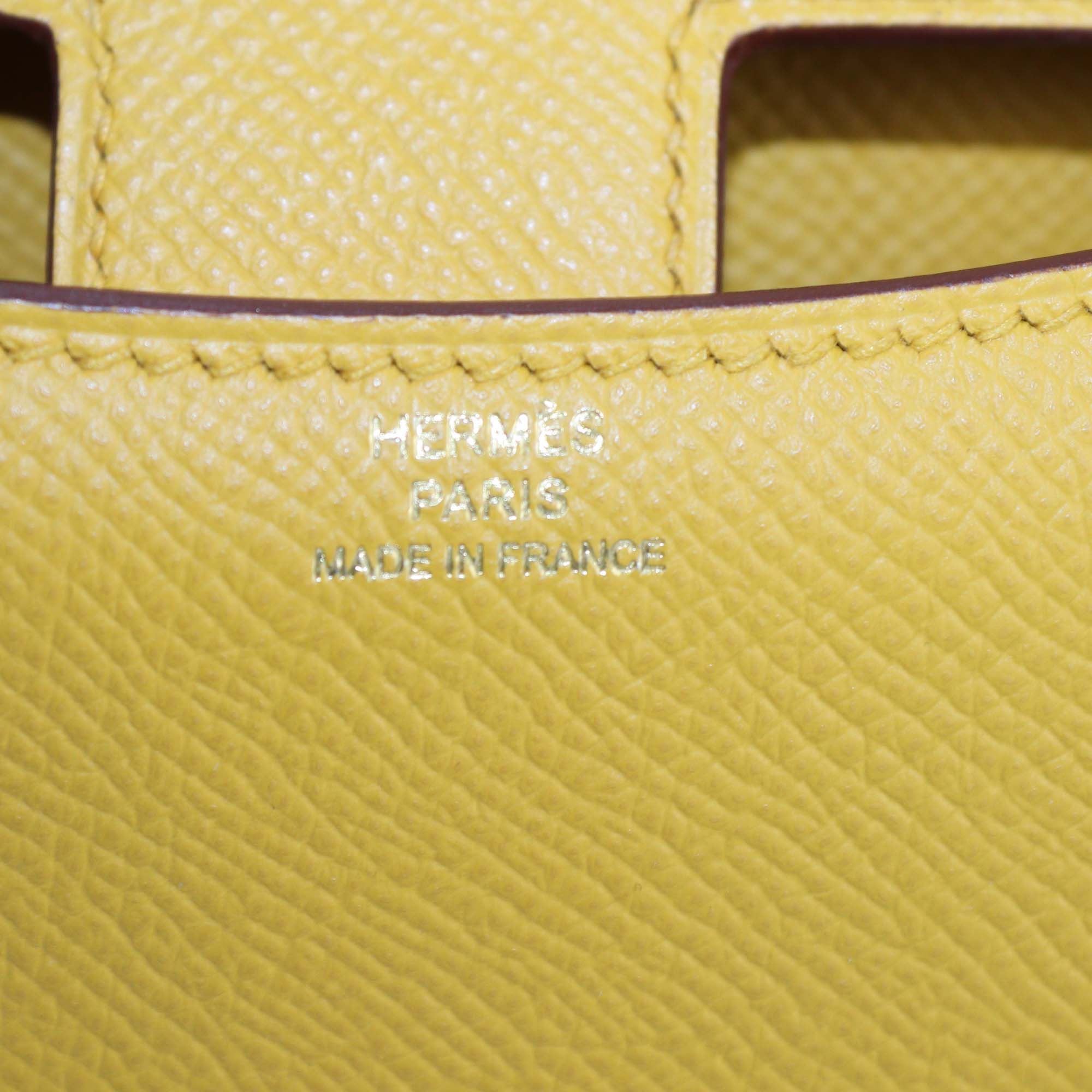 Hermes Jaune Amber Epsom Leather Mini Constance Bag