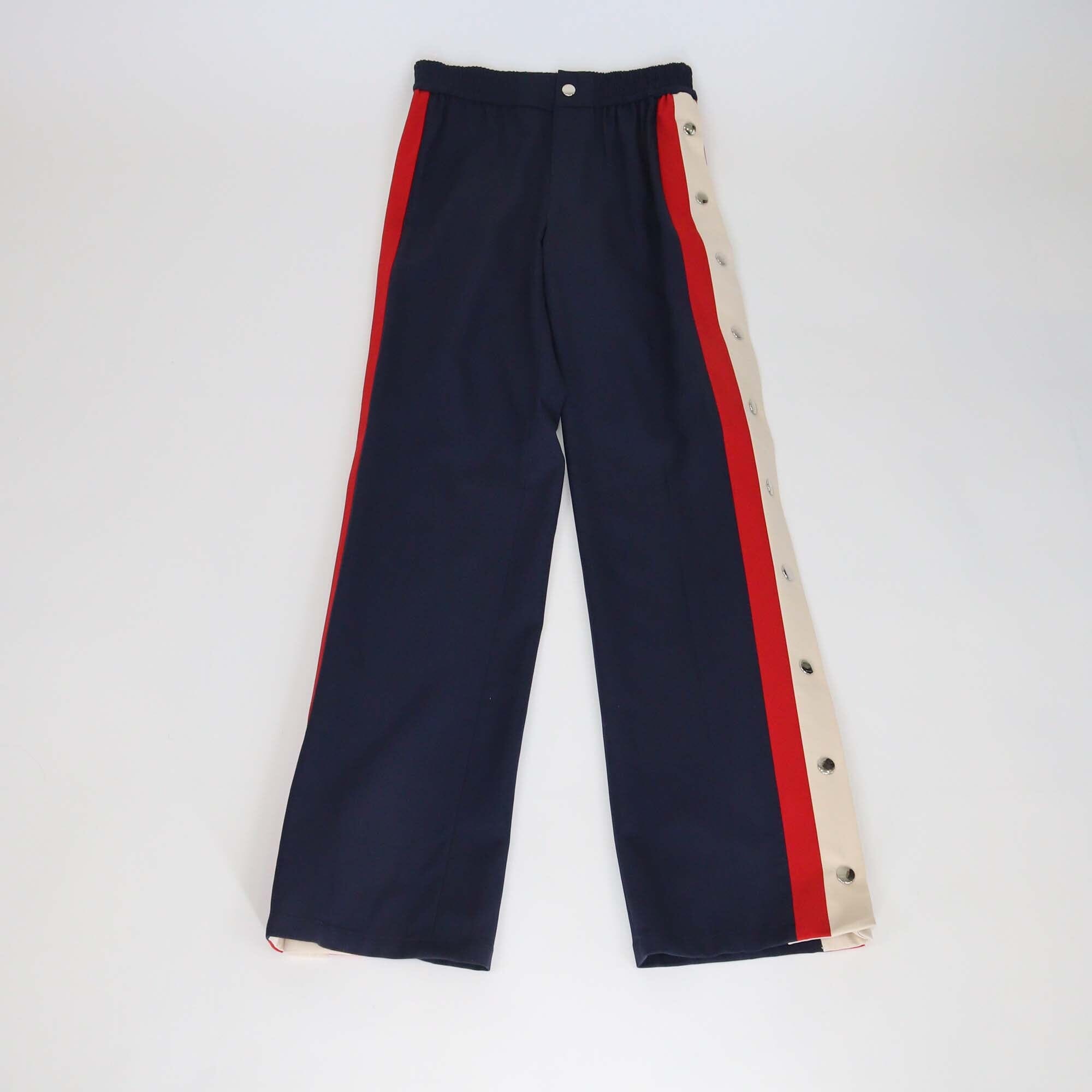 Gucci Navy Blue Striped Side Seam Snap Button Detail Sweatpants Womens Gucci 
