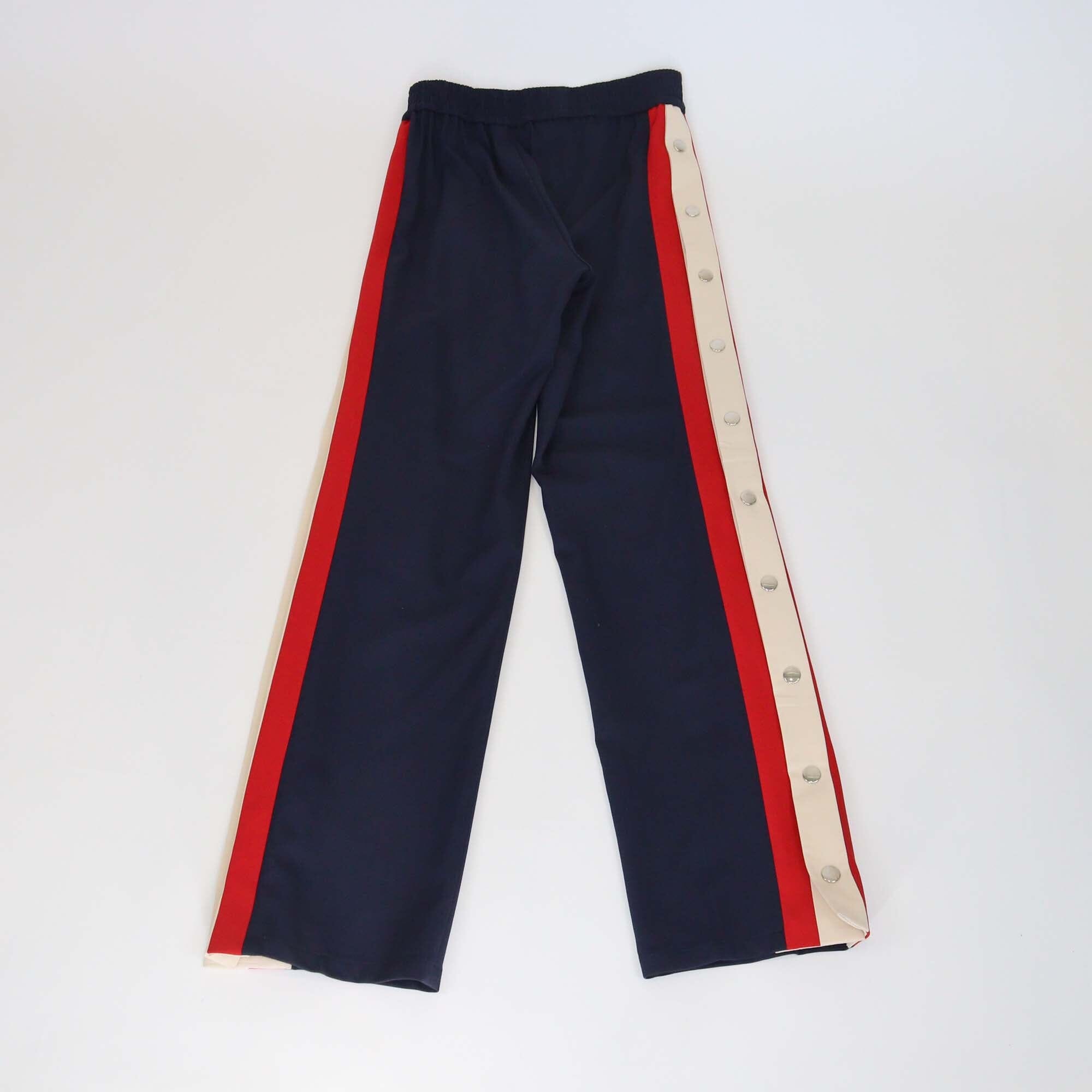 Gucci Navy Blue Striped Side Seam Snap Button Detail Sweatpants Womens Gucci 