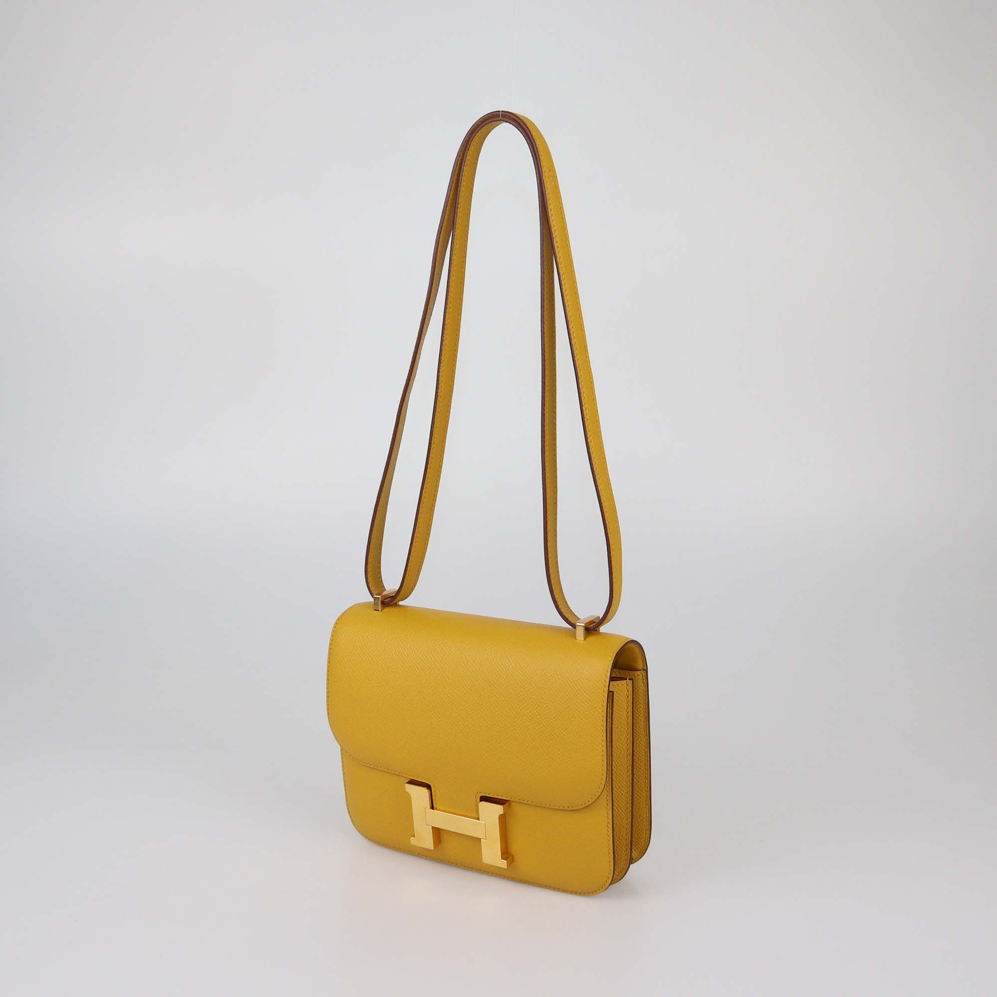 Hermes Jaune Amber Epsom Leather Mini Constance Bag