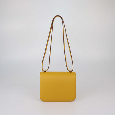 Hermes Jaune Amber Epsom Leather Mini Constance Bag