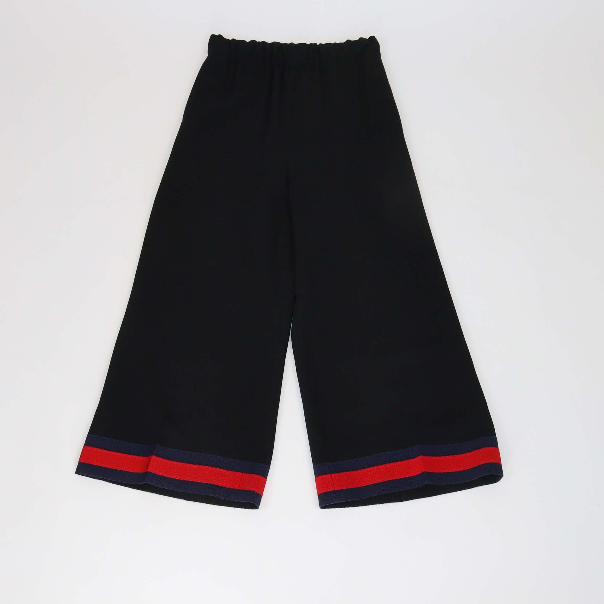 Gucci Black Web Low Rise Wide Leg Pants Womens Gucci 