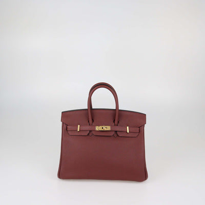 Hermes Rouge H Togo Leather Gold Hardware Birkin 25 Bag