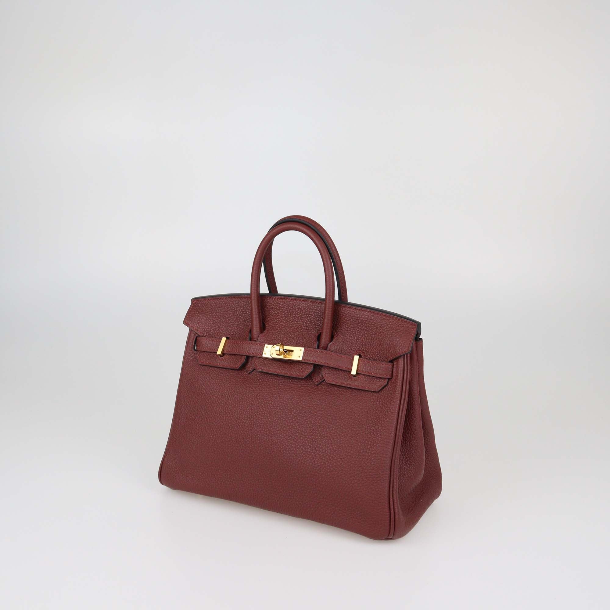 Hermes Rouge H Togo Leather Gold Hardware Birkin 25 Bag