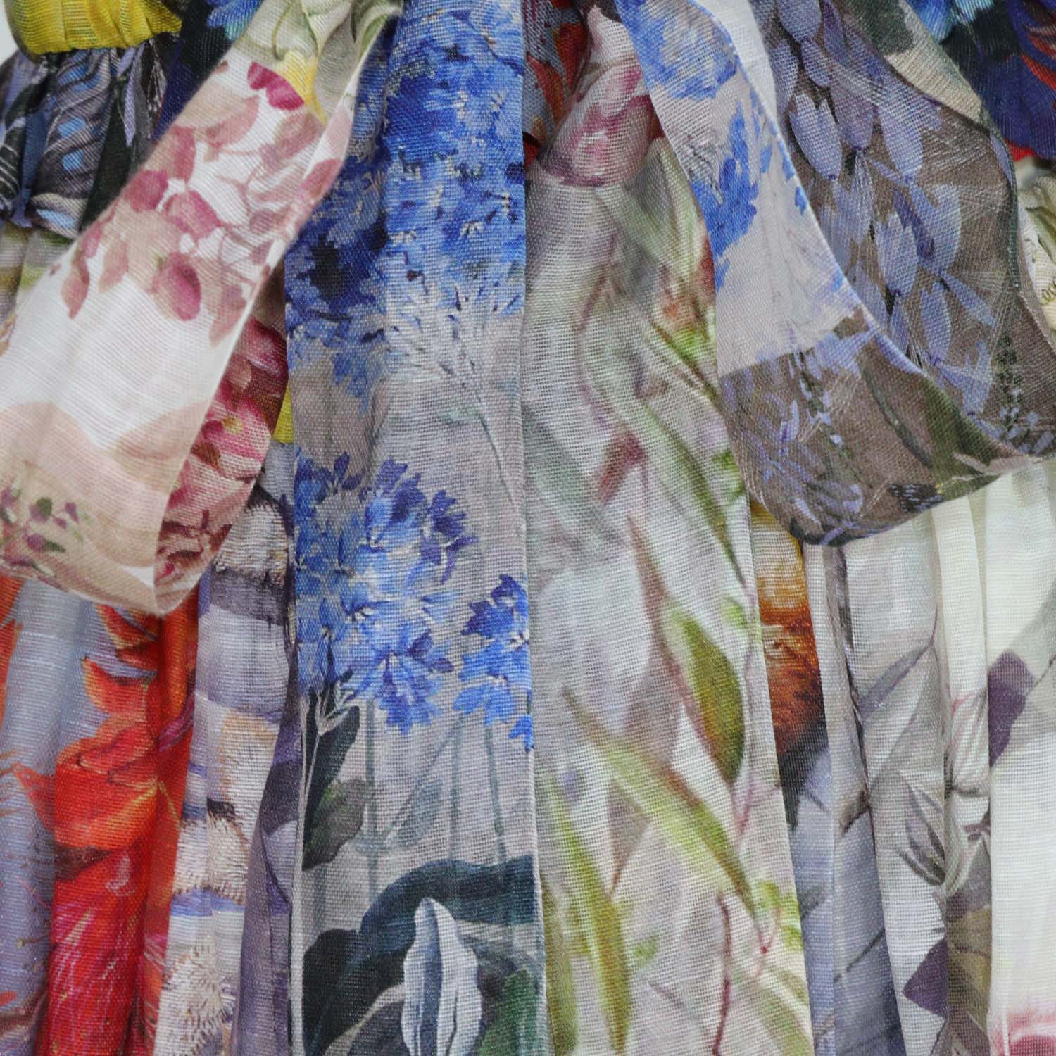 Zimmerman Multicolor Floral Print Linen and Silk Wild Botanica Blouse and Skirt Sets