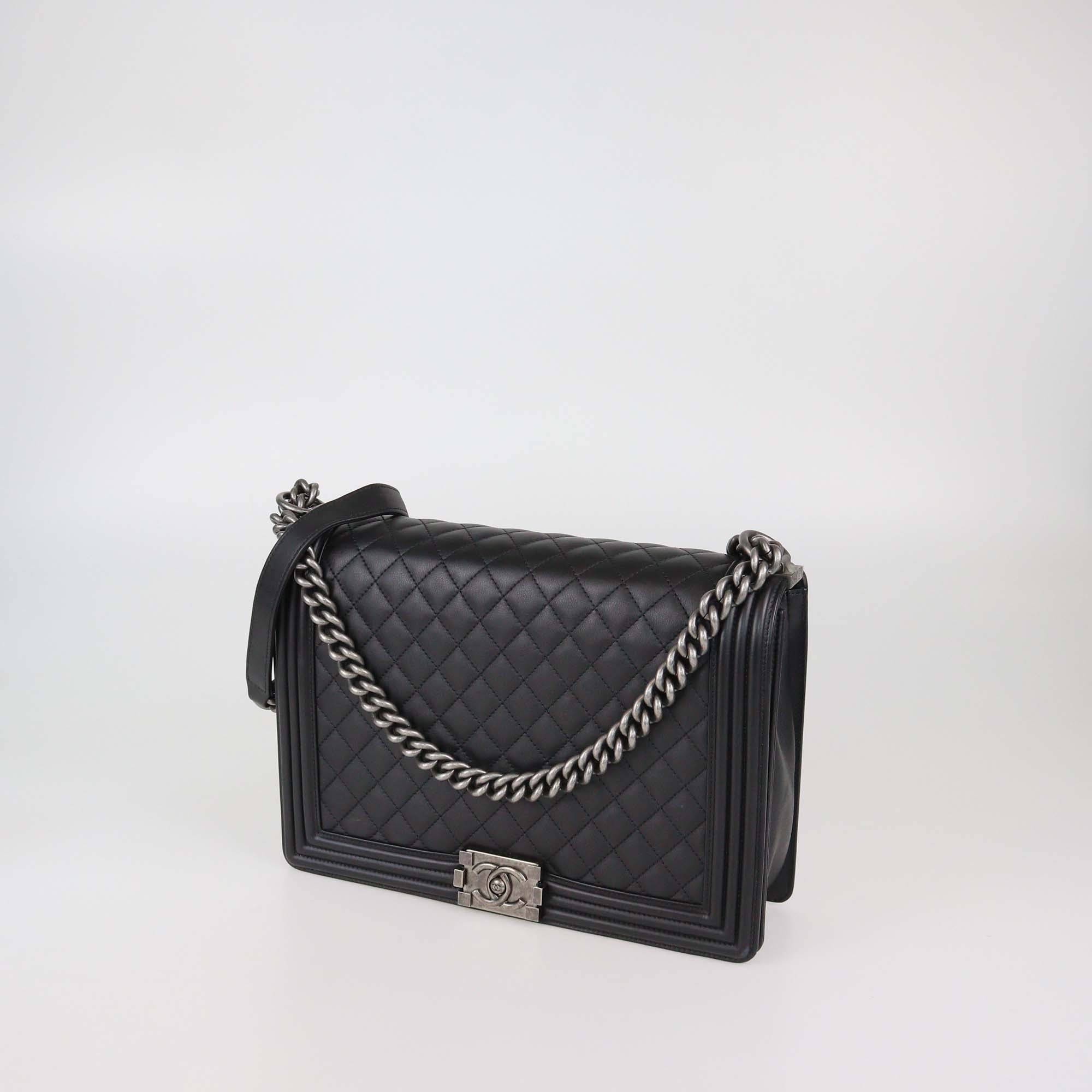 Chanel Black Quilted Leather Large Boy Flap Bag