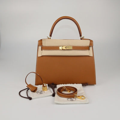 Hermes Gold Epsom Gold Hardware Kelly Sellier 28 Bag Womens Hermes 