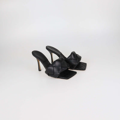 Bottega Veneta Black Intrecciato Leather Lido Slide Sandals