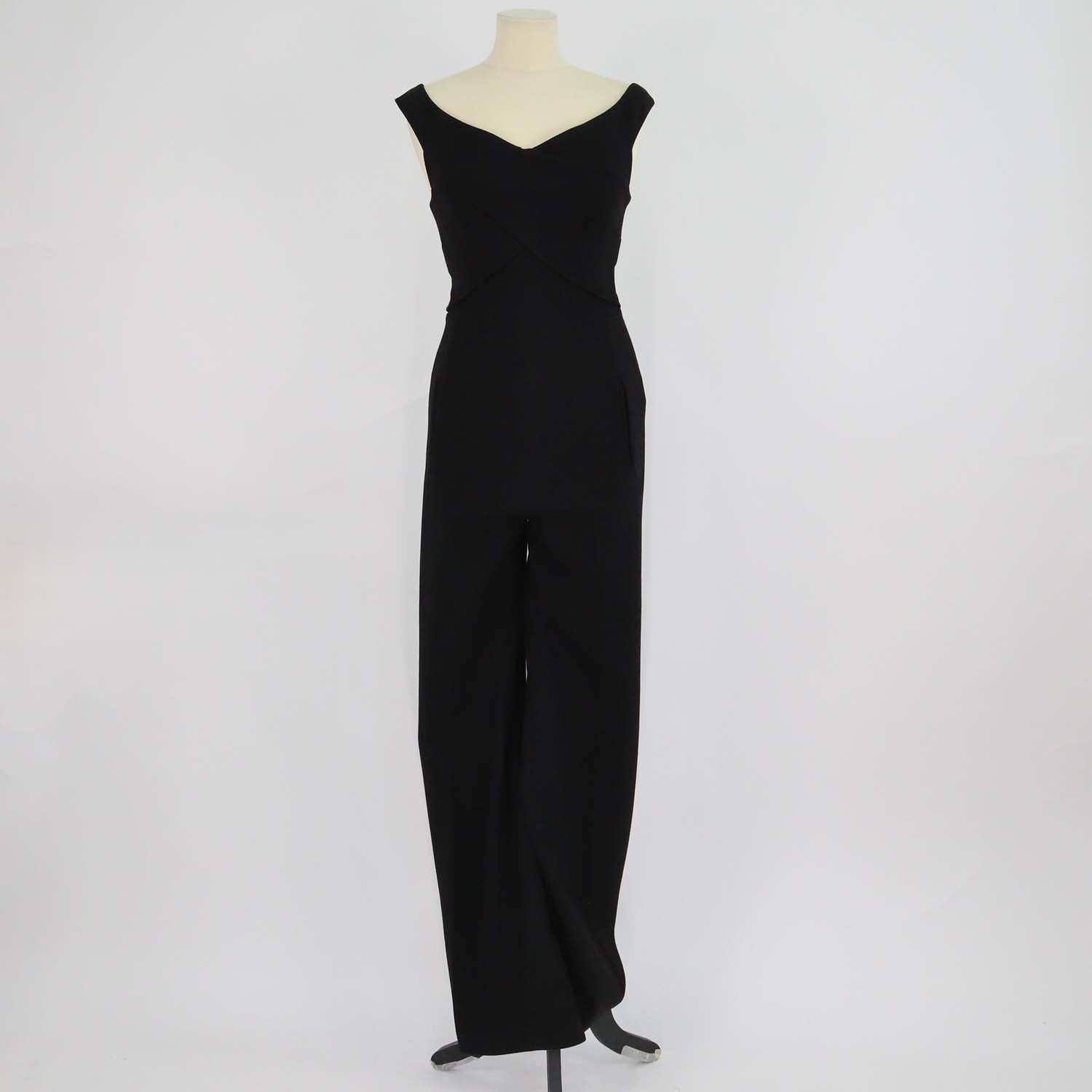 Roland Mouret Black Wool Blend Sleeveless Jumpsuit