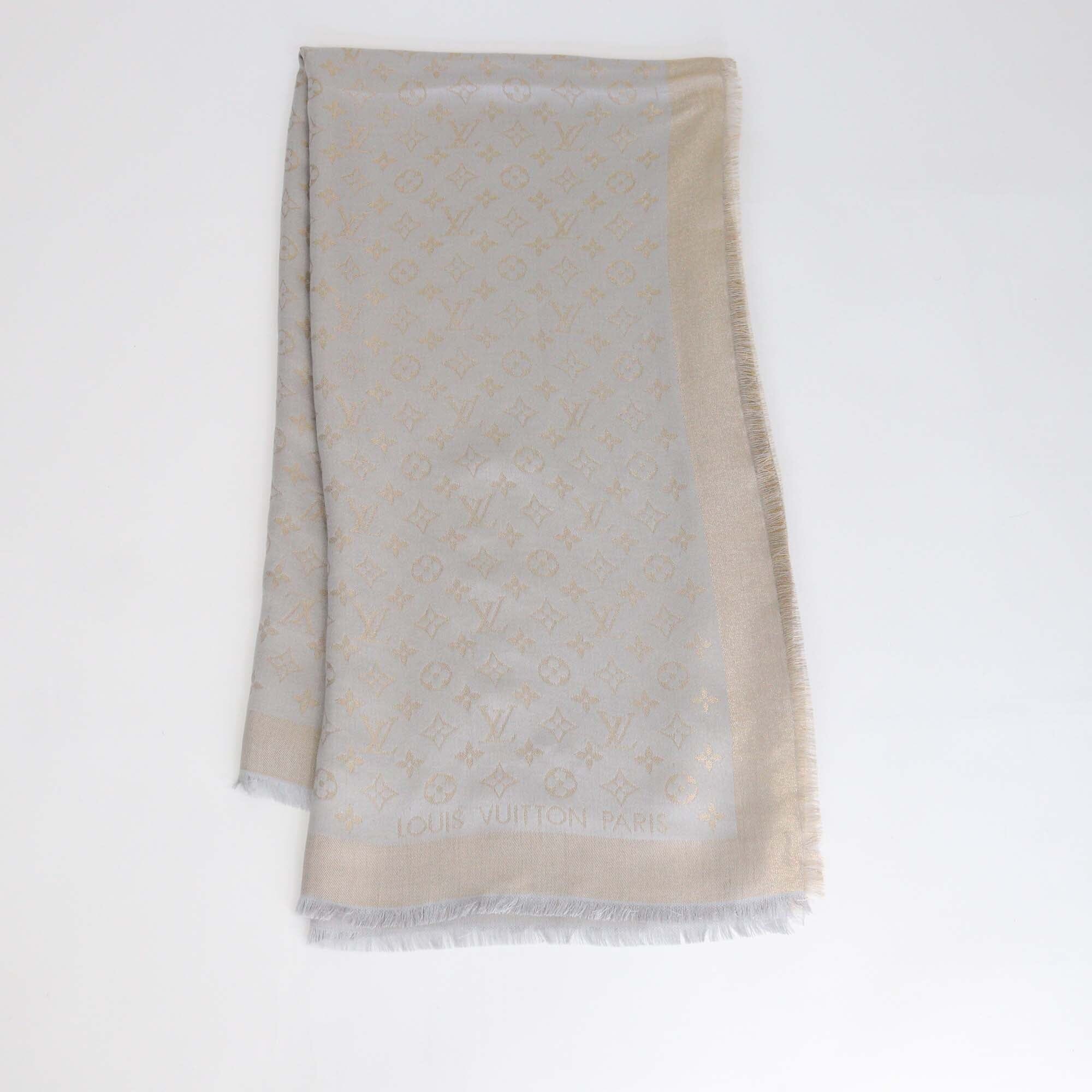 Louis Vuitton Metallic Grey/Gold Monogram Classic Shawl Womens Louis Vuitton 