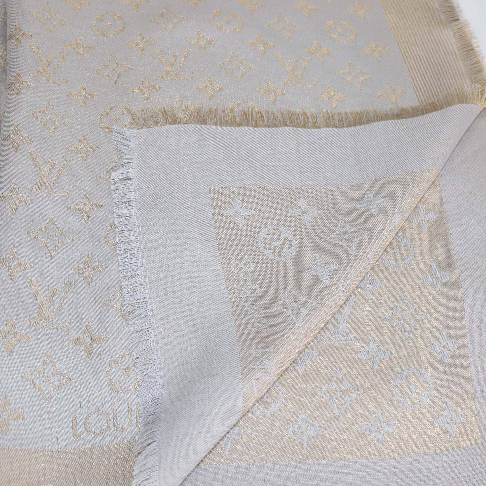 Louis Vuitton Metallic Grey/Gold Monogram Classic Shawl Womens Louis Vuitton 