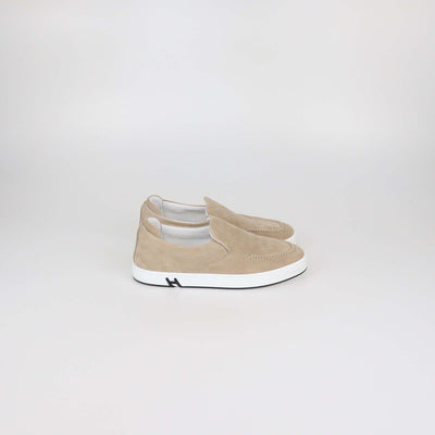 Hermes Beige Caramel Suede Kiddy Slip On Sneakers