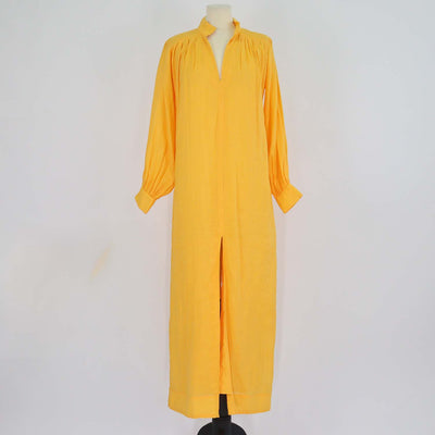Frame Yellow Cotton Kaftan Long Sleeves Maxi Dress