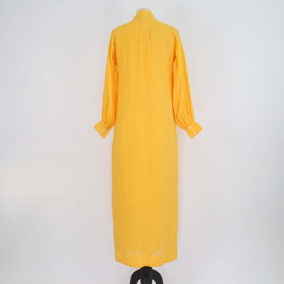 Frame Yellow Cotton Kaftan Long Sleeves Maxi Dress