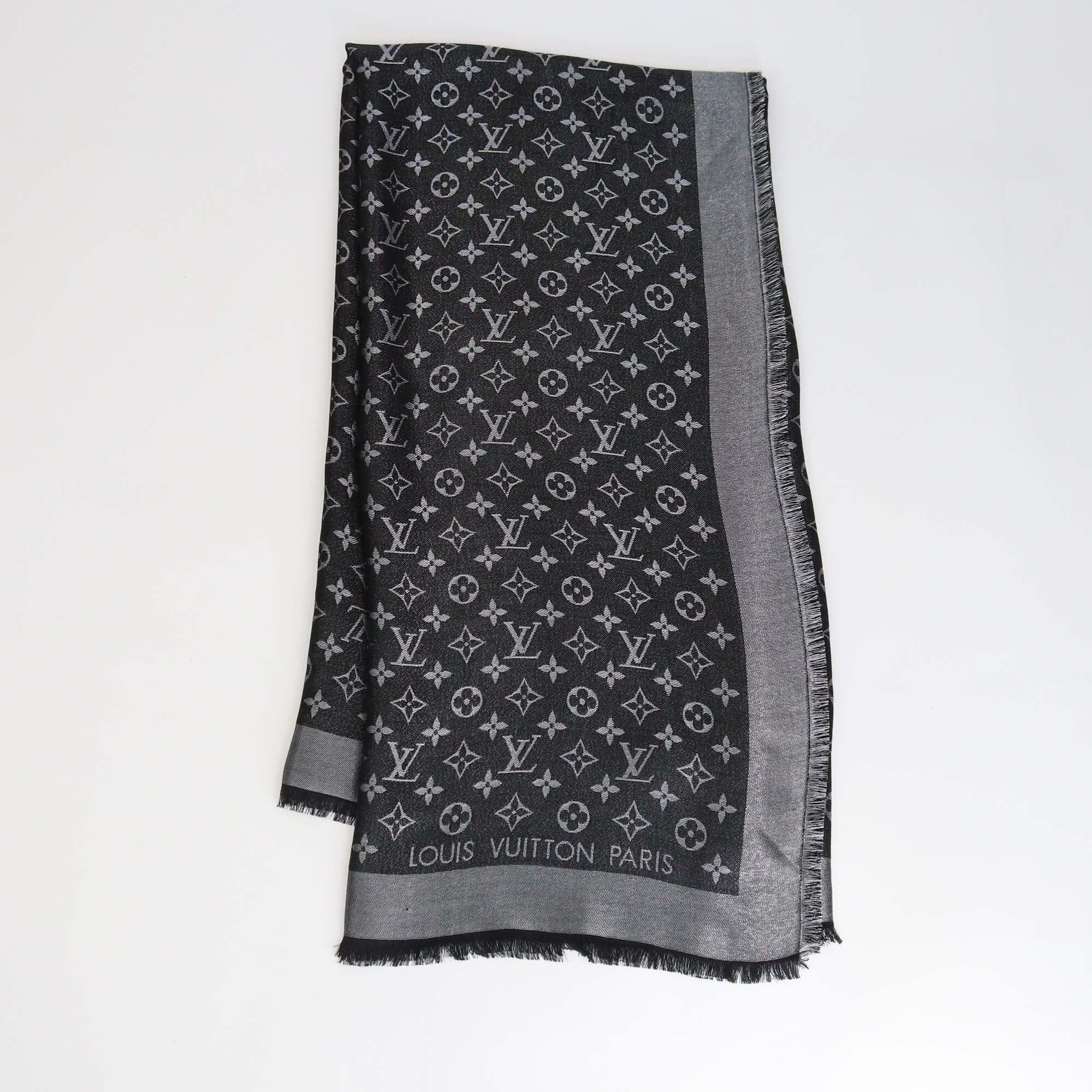 Louis Vuitton Metallic Grey/Black Monogram Classic Shawl Womens Louis Vuitton 