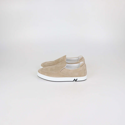 Hermes Beige Caramel Suede Kiddy Slip On Sneakers