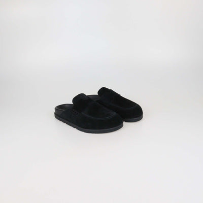 Hermes Black Suede Go Mules