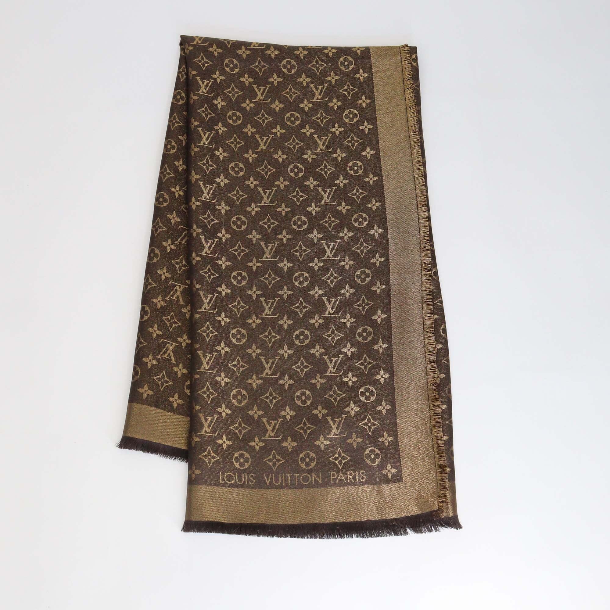 Louis Vuitton Metallic Brown/Gold Monogram Classic Shawl Womens Louis Vuitton 