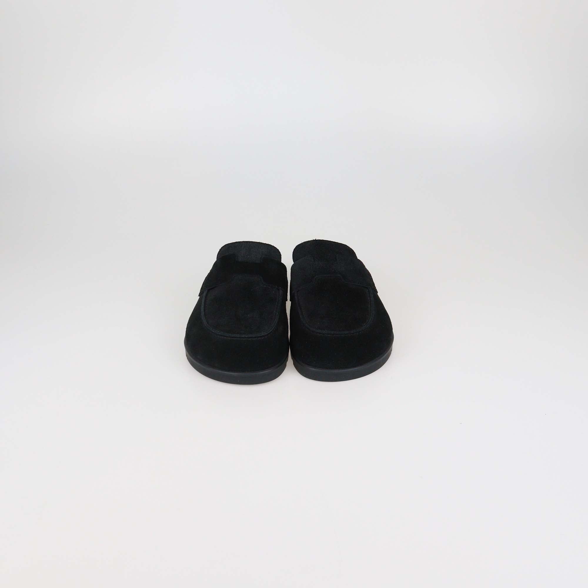Hermes Black Suede Go Mules