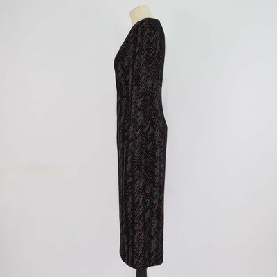 Missoni Multicolor Wool Knit Zig Zag V-Neck Sheath Dress