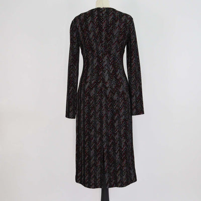 Missoni Multicolor Wool Knit Zig Zag V-Neck Sheath Dress