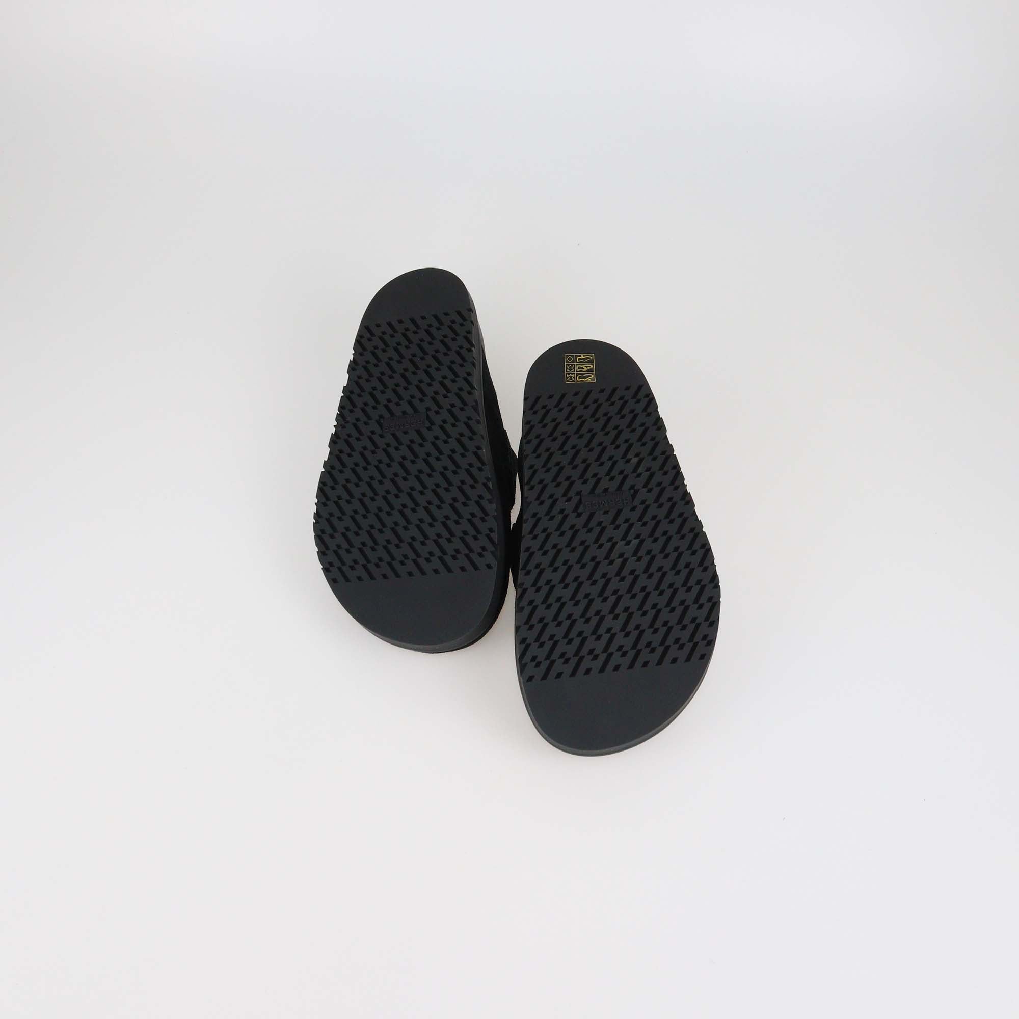 Hermes Black Suede Go Mules