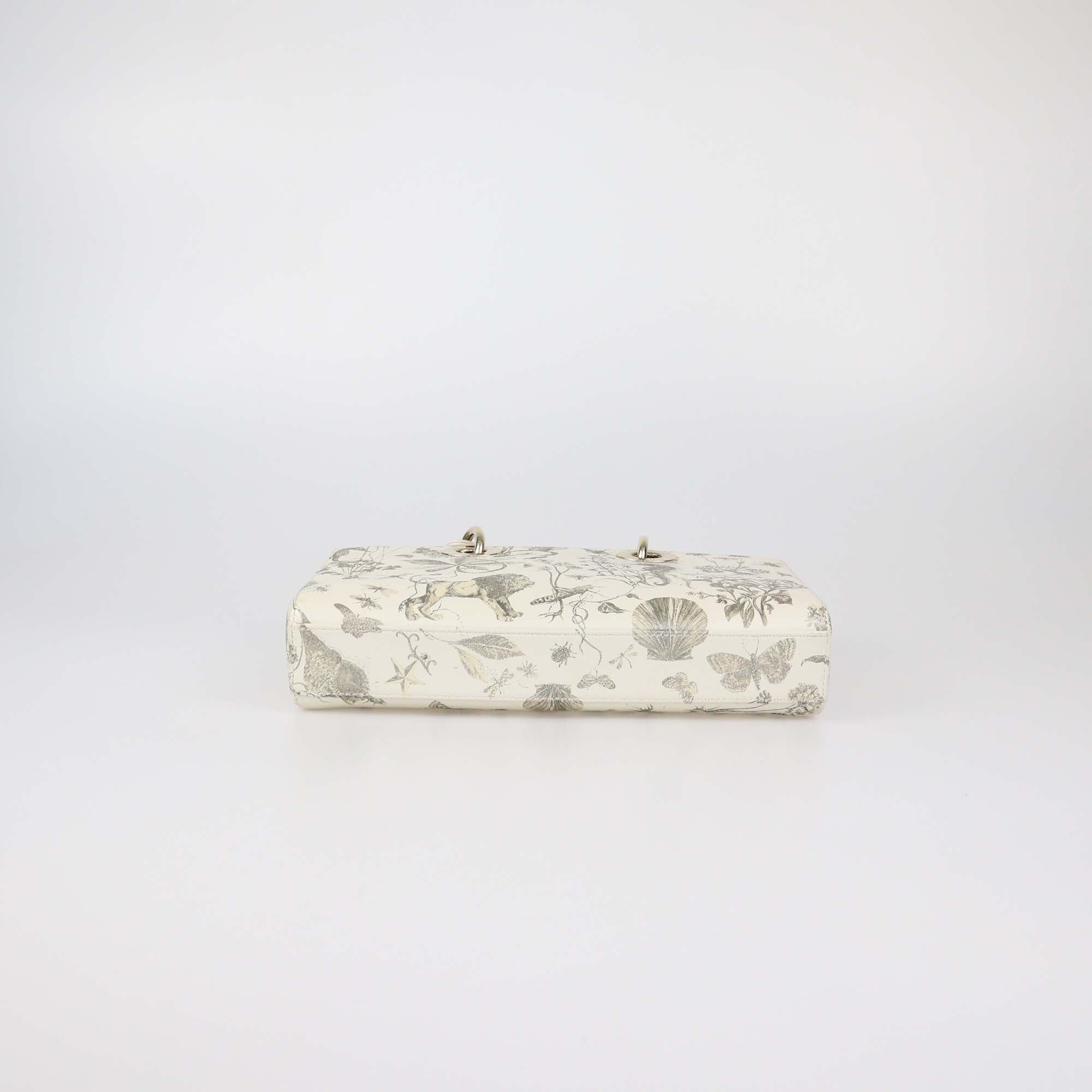 Christian Dior Off White Leather Medium Cabinet De Curiosites Lady D-Joy Tote