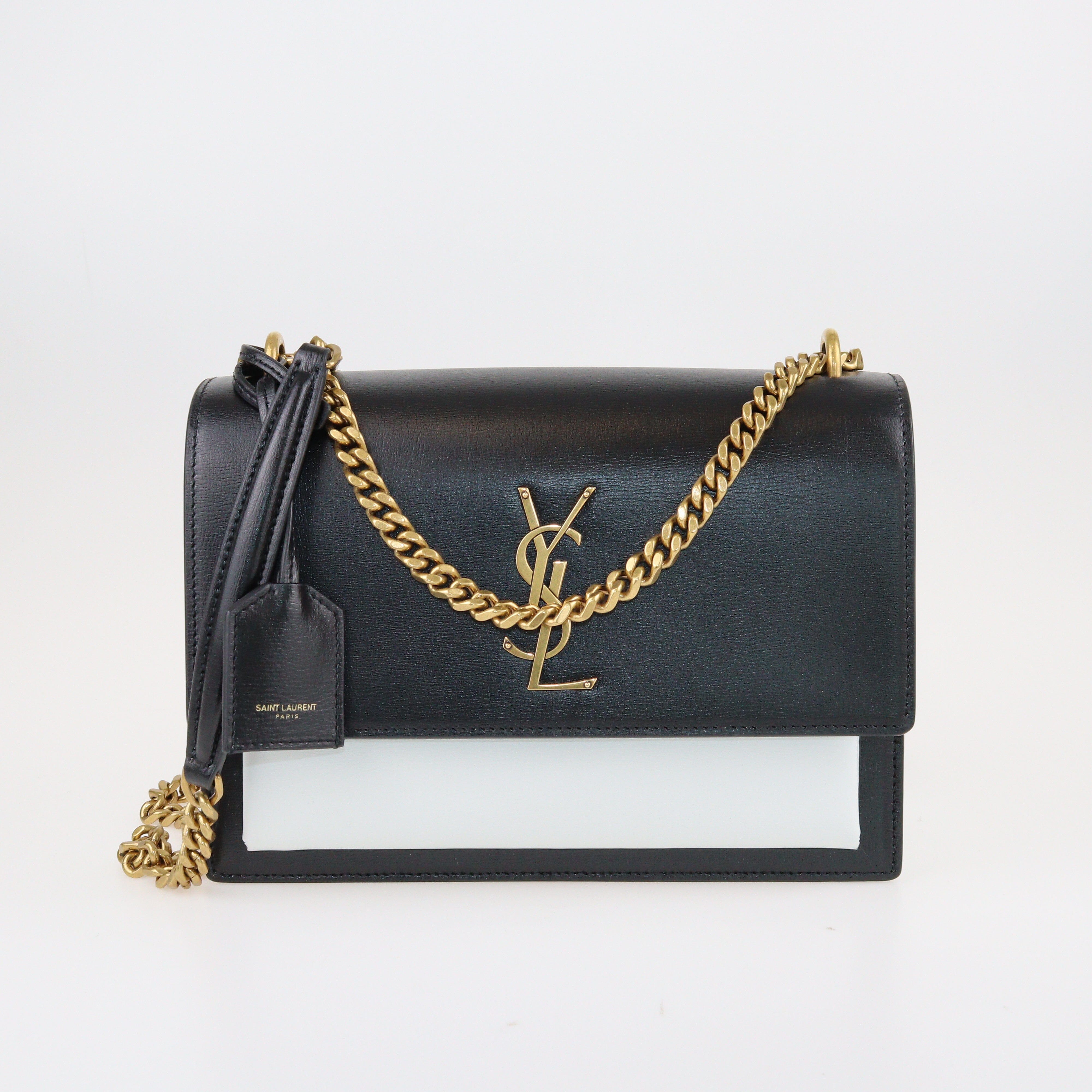 Ysl black store and gold crossbody