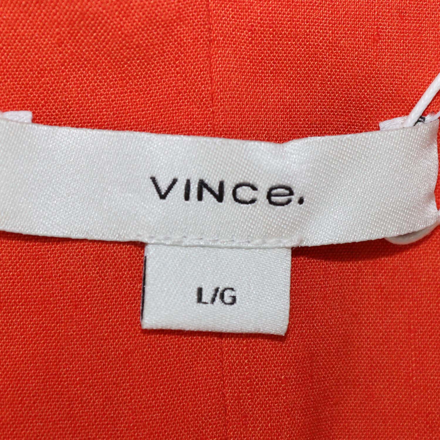Vince Orange Linen Blend Relaxed V-Neck Pocket Midi Dress
