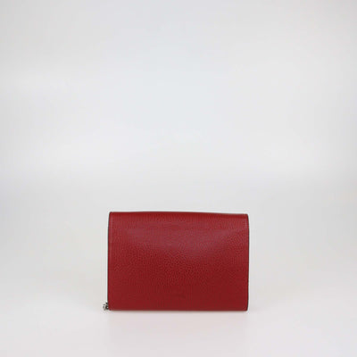 Gucci Red Leather Crystal Dionysus Wallet on Chain