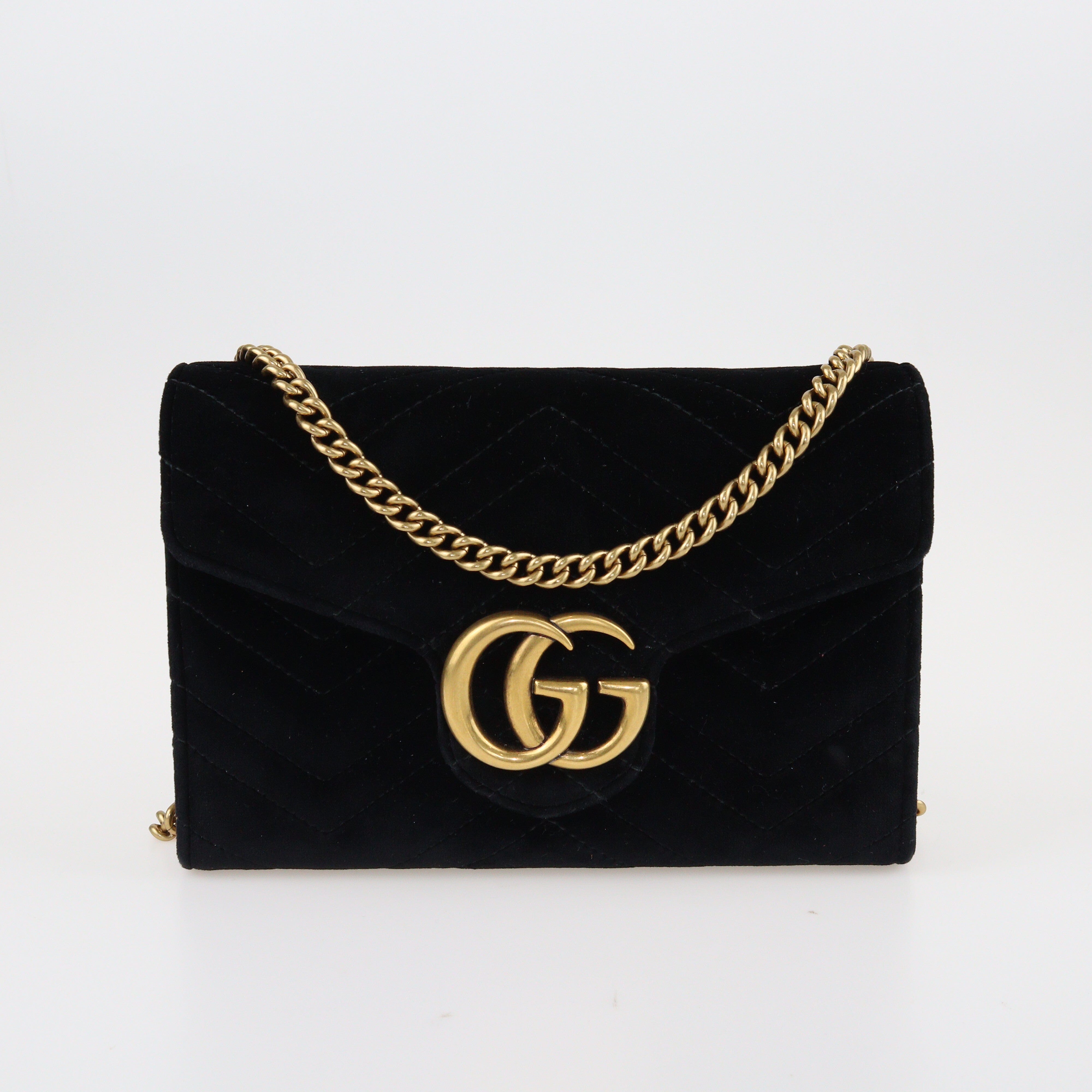 Black GG Marmont Matelassé Mini Crossbody Bag Bags Gucci 