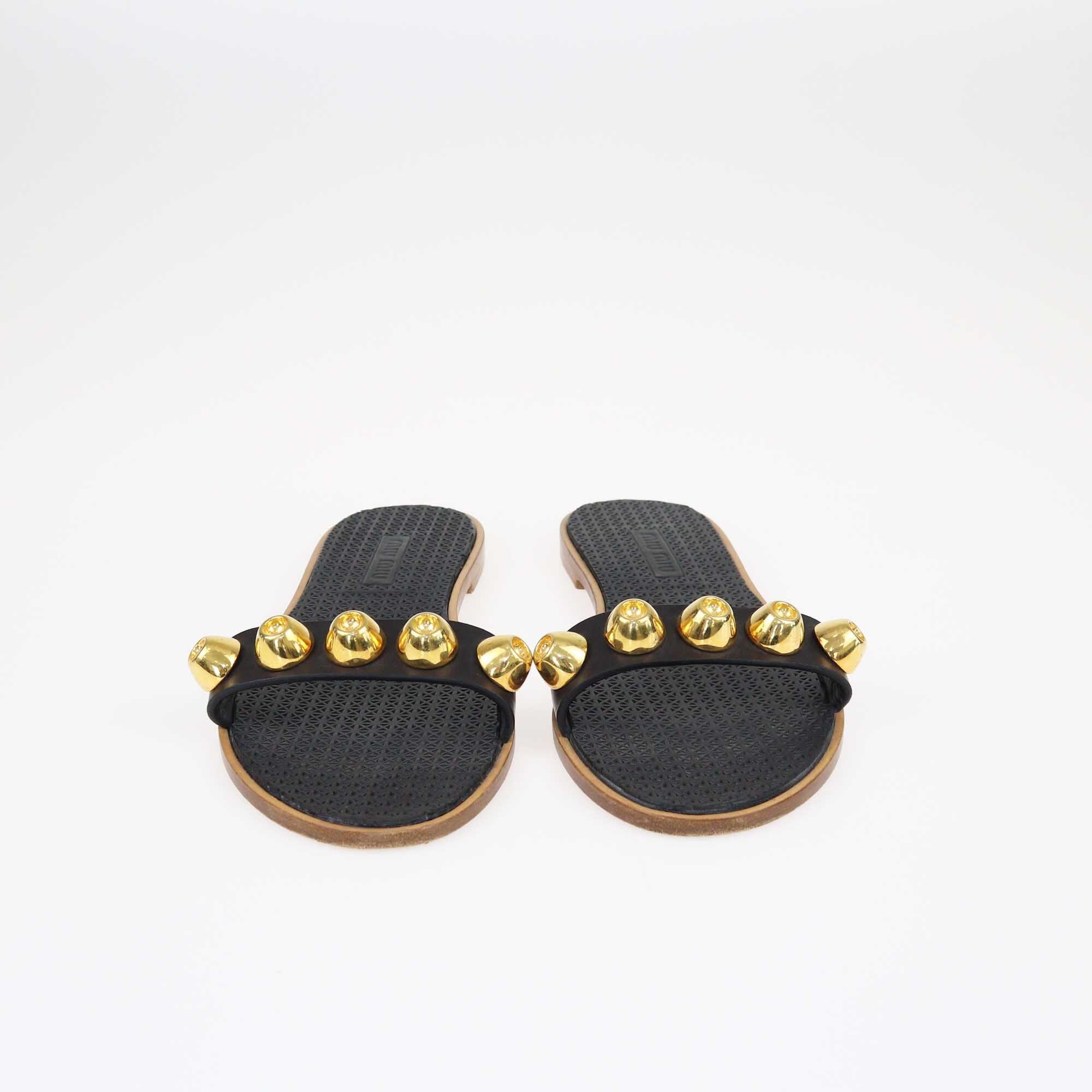 Miu Miu Black Studded Flat Sandals Shoes Miu Miu 