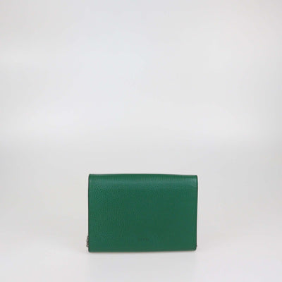 Gucci Green Leather Crystal Dionysus Wallet on Chain