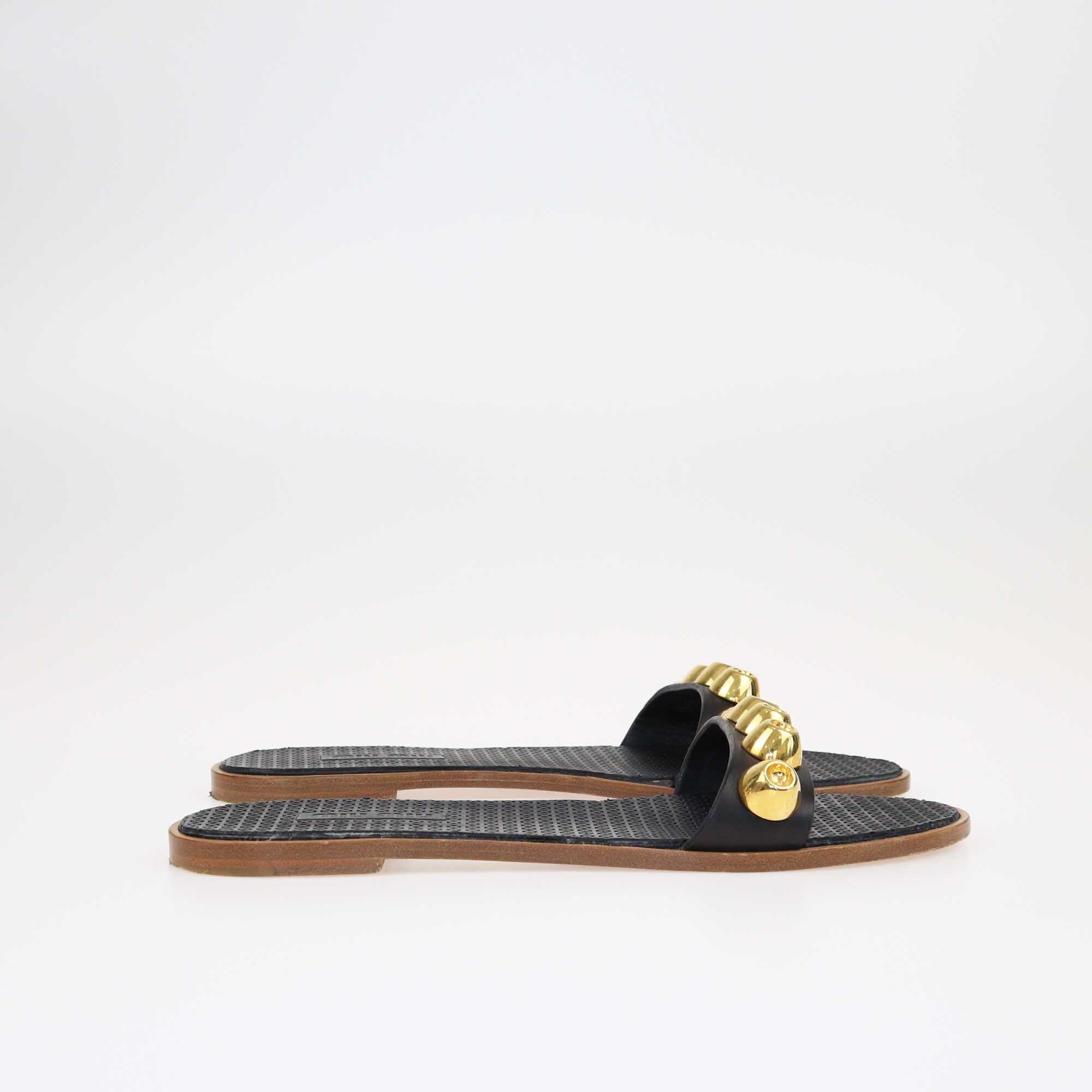 Miu Miu Black Studded Flat Sandals Shoes Miu Miu 