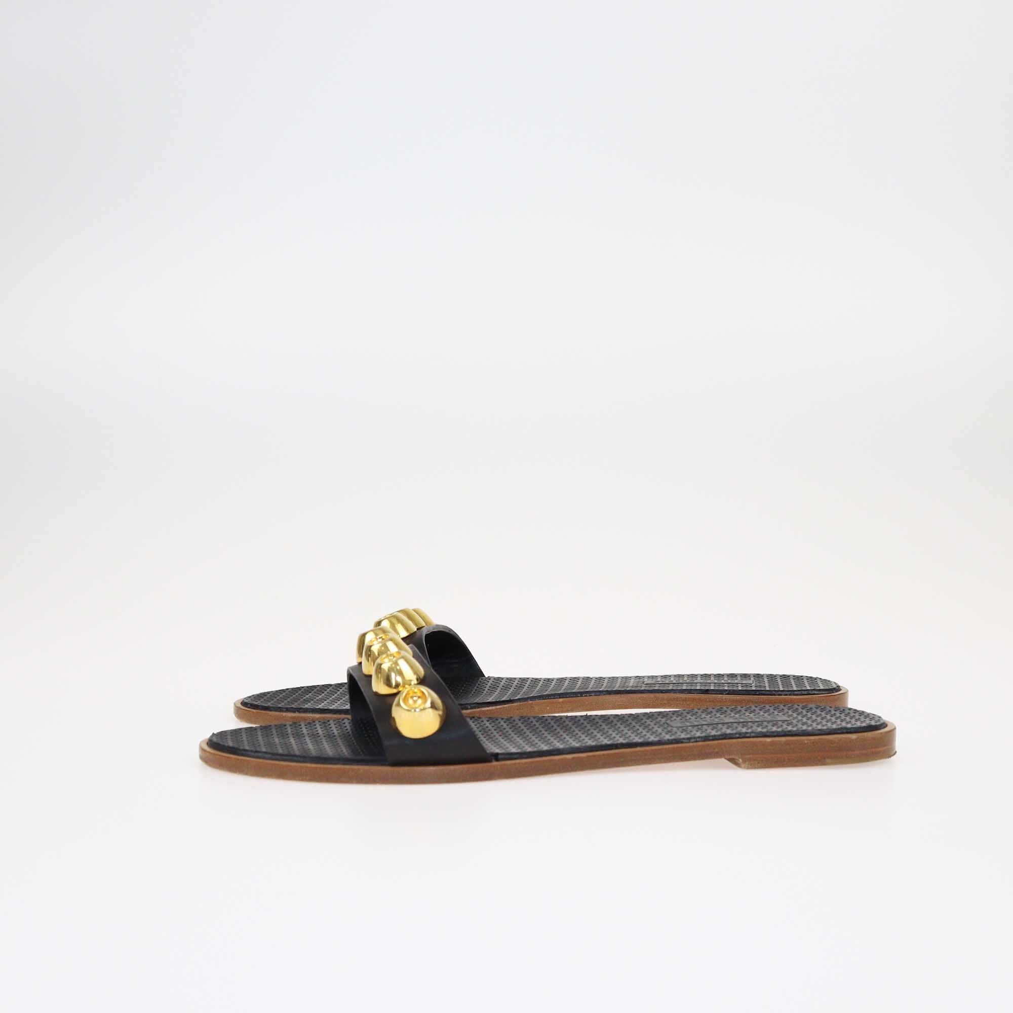 Miu Miu Black Studded Flat Sandals Shoes Miu Miu 