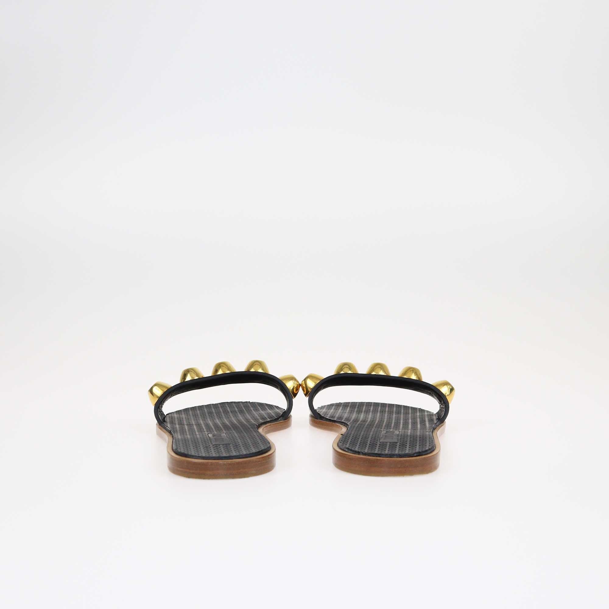 Miu Miu Black Studded Flat Sandals Shoes Miu Miu 