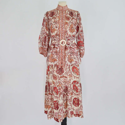 Zimmerman Multicolor Floral Print Ramie Blouse and Belted Skirt Sets