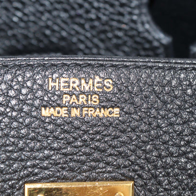 Hermes Black Togo Leather Retourne Gold Hardware Birkin 35 Bag