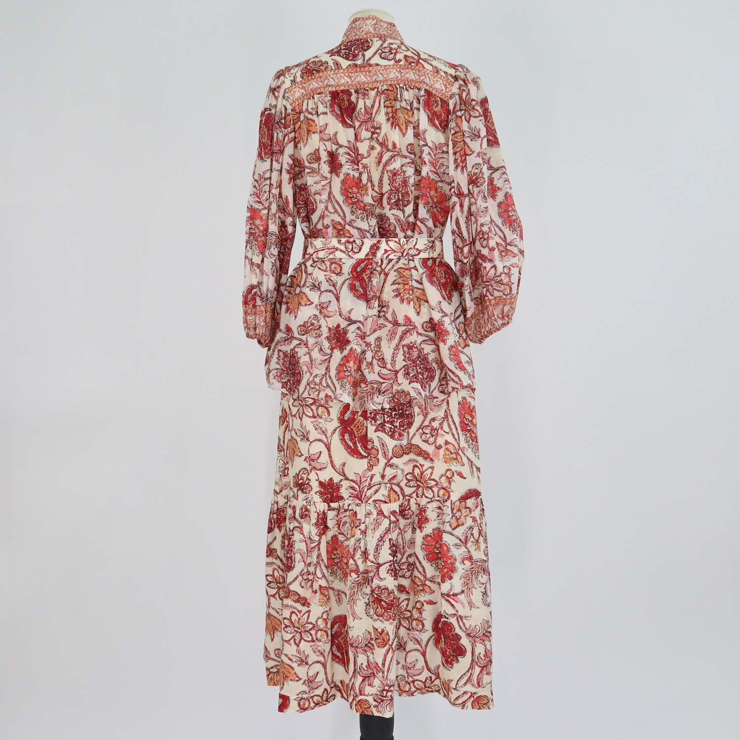 Zimmerman Multicolor Floral Print Ramie Blouse and Belted Skirt Sets