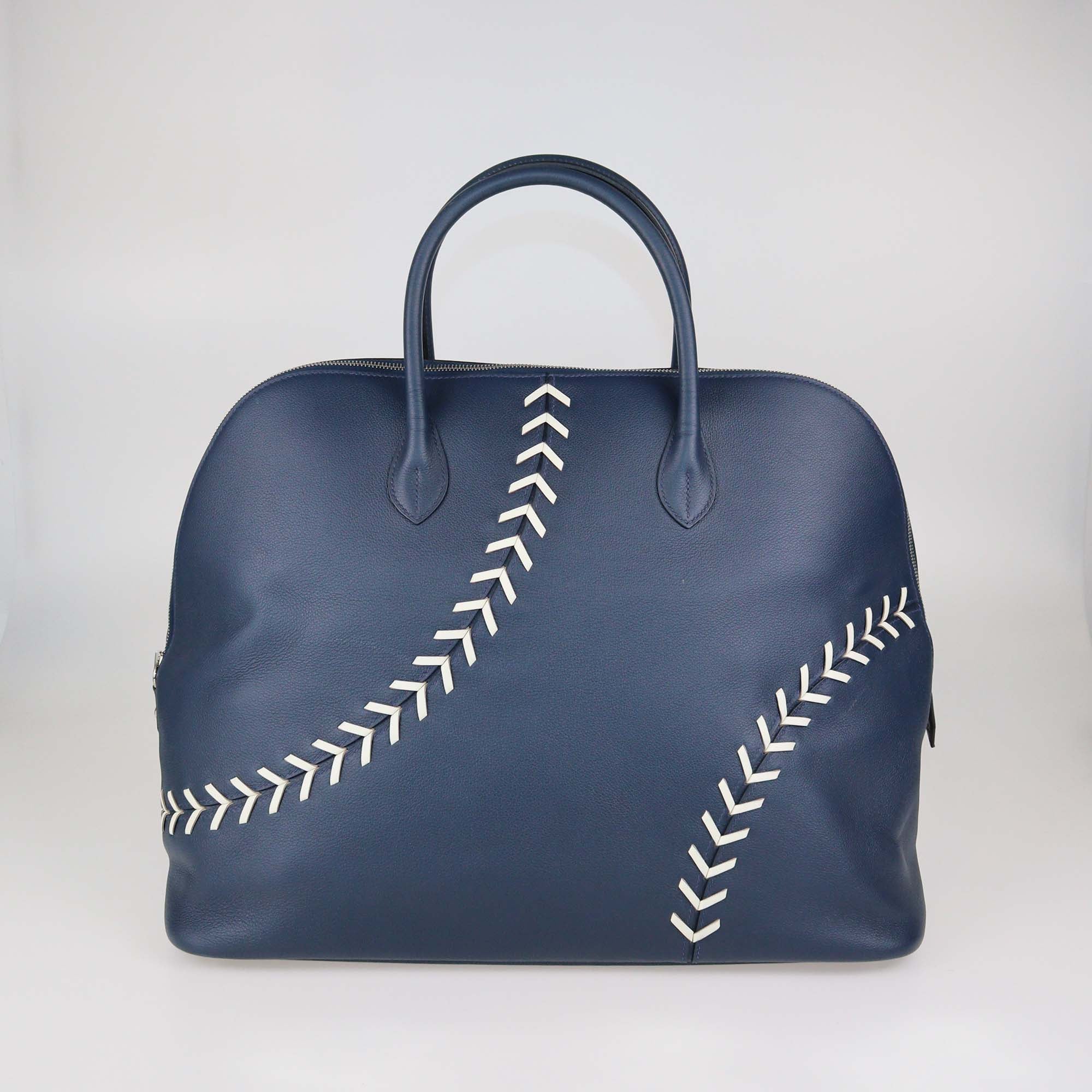 Hermes Bleu de Malte Evercolor Leather Baseball Bolide 45 Bag