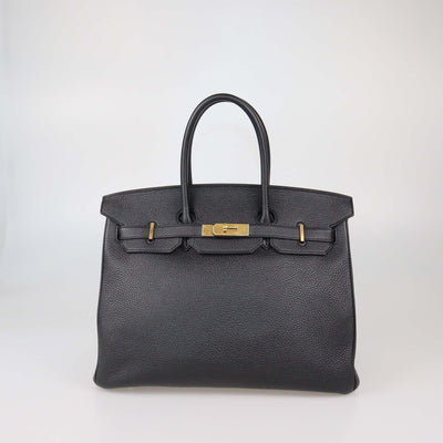 Hermes Black Togo Leather Retourne Gold Hardware Birkin 35 Bag