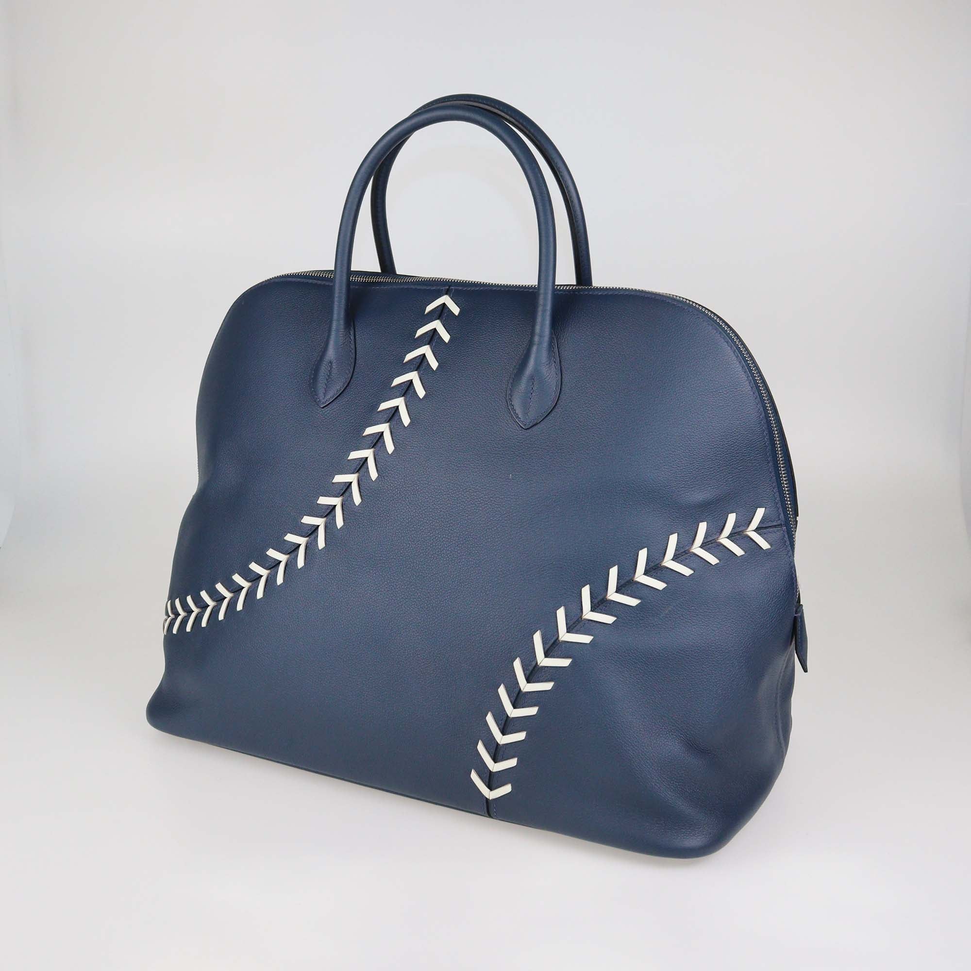 Hermes Bleu de Malte Evercolor Leather Baseball Bolide 45 Bag